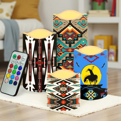 N7-16 Pattern Native American Bullet candles - Set of 4