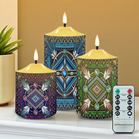 N7-17 Pattern Native American Bullet candles - Set of 3