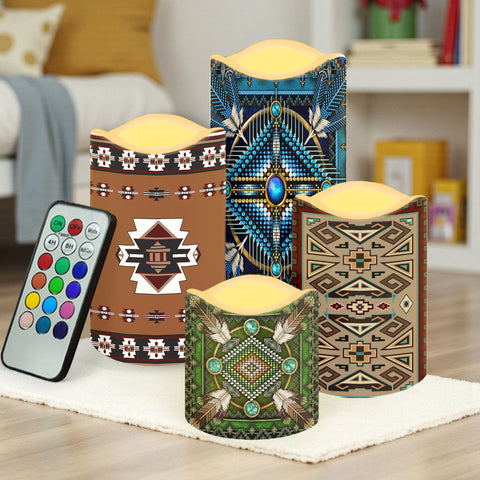 N7-18 Pattern Native American Bullet candles - Set of 4