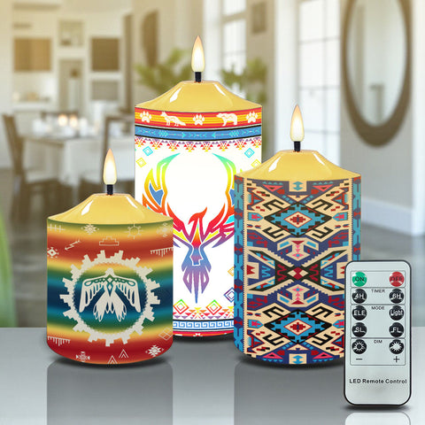 N7-18 Pattern Native American Bullet candles - Set of 3