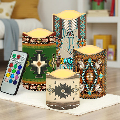 N7-21 Pattern Native American Bullet candles - Set of 4