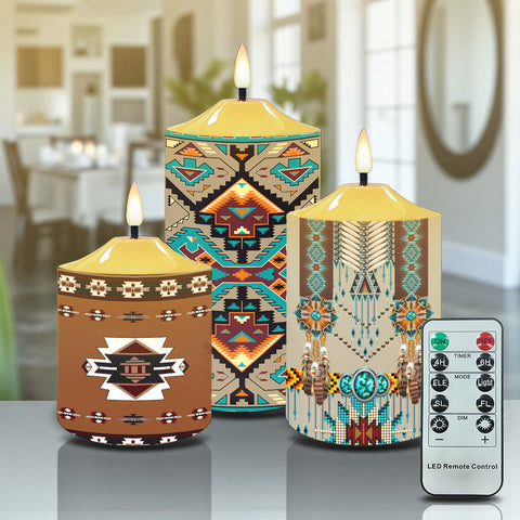 N7-21 Pattern Native American Bullet candles - Set of 3
