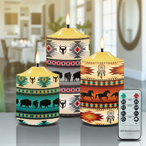 N7-23 Pattern Native American Bullet candles - Set of 3