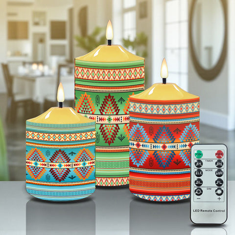 N7-25 Pattern Native American Bullet candles - Set of 3
