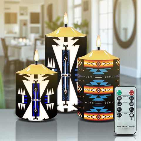 N7-26 Pattern Native American Bullet candles - Set of 3