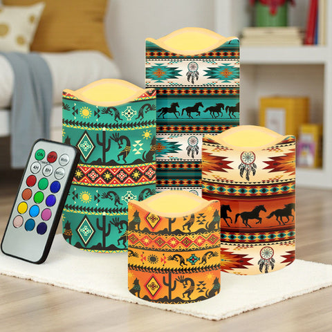 N7-27 Pattern Native American Bullet candles - Set of 4