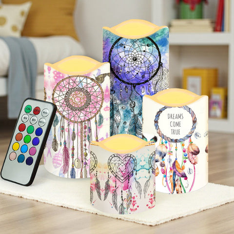 N7-28 Dreamcatcher Pattern Native American Bullet candles - Set of 4