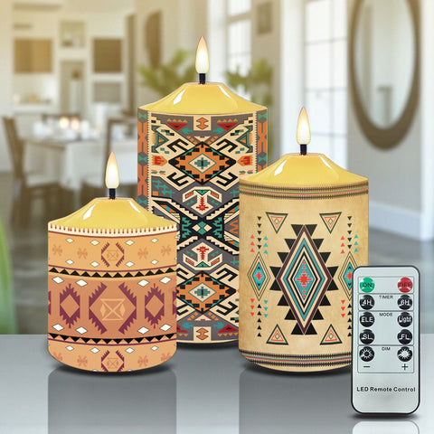 N7-29 Dreamcatcher Pattern Native American Bullet candles - Set of 3