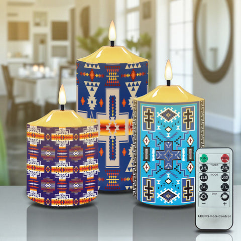 N7-30 Dreamcatcher Pattern Native American Bullet candles - Set of 3