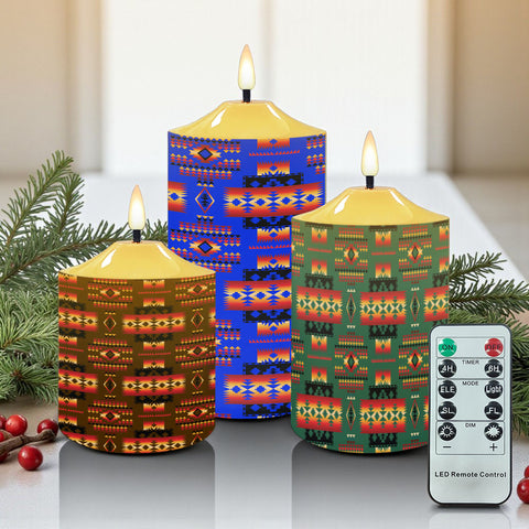 N7-31 Pattern Native American Bullet candles - Set of 3