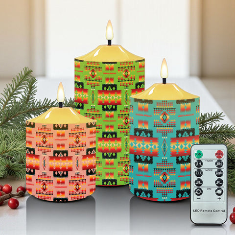 N7-32 Pattern Native American Bullet candles - Set of 3