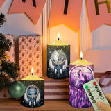 N7-33 Wolf Dreamcatcher Pattern Native American Bullet candles - Set of 3