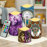 N7-33 Wolf Dreamcatcher Pattern Native American Bullet candles - Set of 4