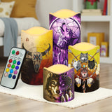 N7-34 Wolf Dreamcatcher Pattern Native American Bullet candles - Set of 4