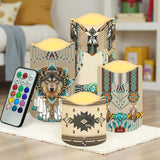 N7-35 Wolf Dreamcatcher Pattern Native American Bullet candles - Set of 4
