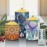 N7-36 Dreamcatcher Pattern Native American Bullet candles - Set of 3