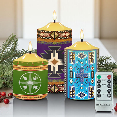 N7-37 Pattern Native American Bullet candles - Set of 3