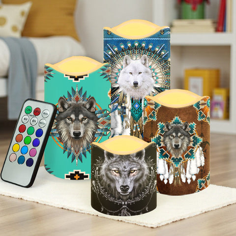 N7-38 Wolf Pattern Native American Bullet candles - Set of 4
