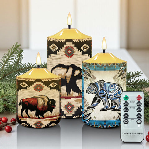 N7-39 Pattern Native American Bullet candles - Set of 3