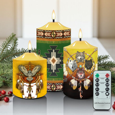 N7-40 Pattern Native American Bullet candles - Set of 3