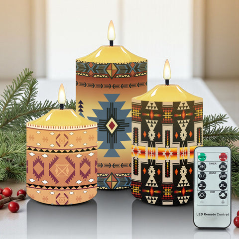 N7-41 Pattern Native American Bullet candles - Set of 3