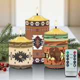 N7-42 Bison Pattern Native American Bullet candles - Set of 3