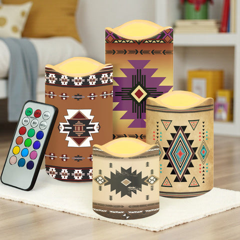N7-42 Bison Pattern Native American Bullet candles - Set of 4