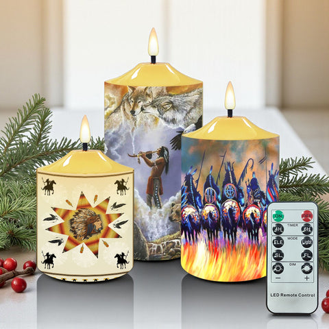 N7-44 Chief Pattern Native American Bullet candles - Set of 3