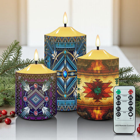 N7-45 Pattern Native American Bullet candles - Set of 3