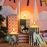 N7-46 Flag Pattern Native American Bullet candles - Set of 3