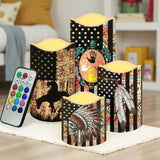 N7-46 Flag Pattern Native American Bullet candles - Set of 4