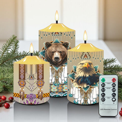 N7-48 Pattern Native American Bullet candles - Set of 3