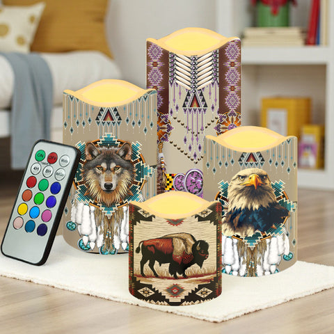 N7-48 Pattern Native American Bullet candles - Set of 4