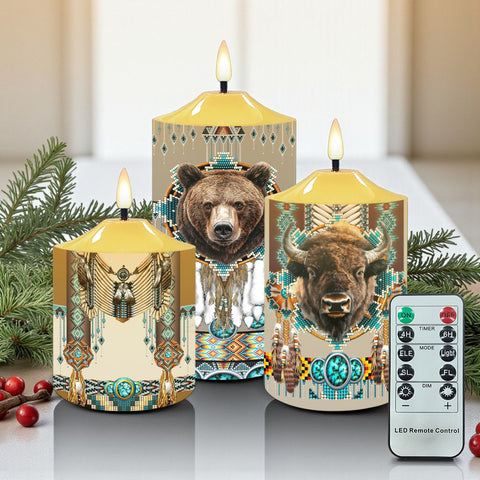 N7-49 Pattern Native American Bullet candles - Set of 3