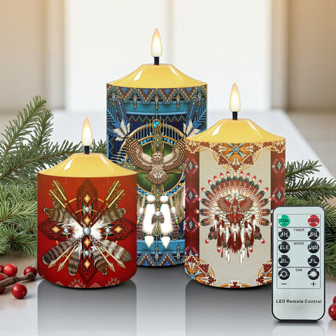 N7-50 Pattern Native American Bullet candles - Set of 3