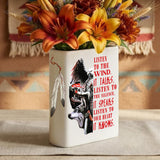 NAT240614-M003 Listen to the wind Native American Ceramic Book-Shaped Vase