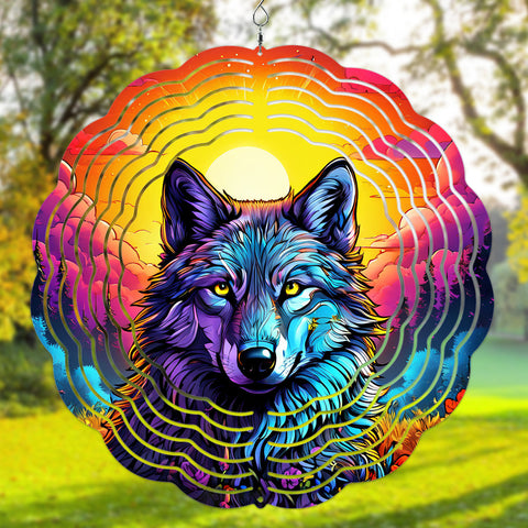 NAT240619-M002 - Wolf Native Floral Sun Wind Spinner