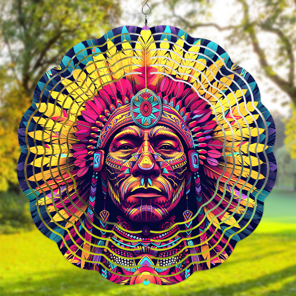 NAT240621-M004 - Chief Native Yellow Purple Wind Spinner