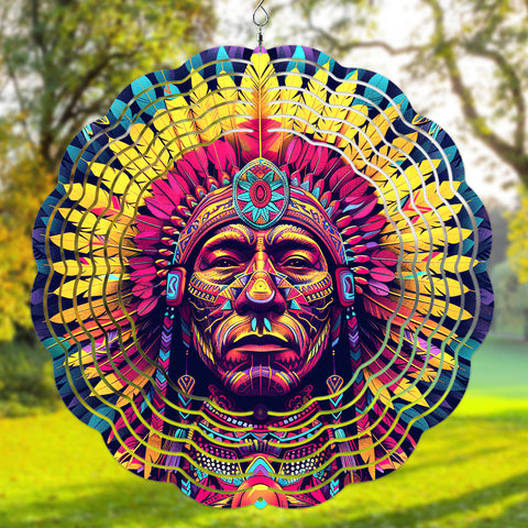 NAT240621-M004 - Chief Native Yellow Purple Wind Spinner