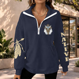 NAT240624-M004 Native Life is ironic Native American Women Half-Zip Sweatshirt With Fleece