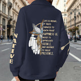 NAT240624-M004 Native Life is ironic Native American Women Half-Zip Sweatshirt With Fleece