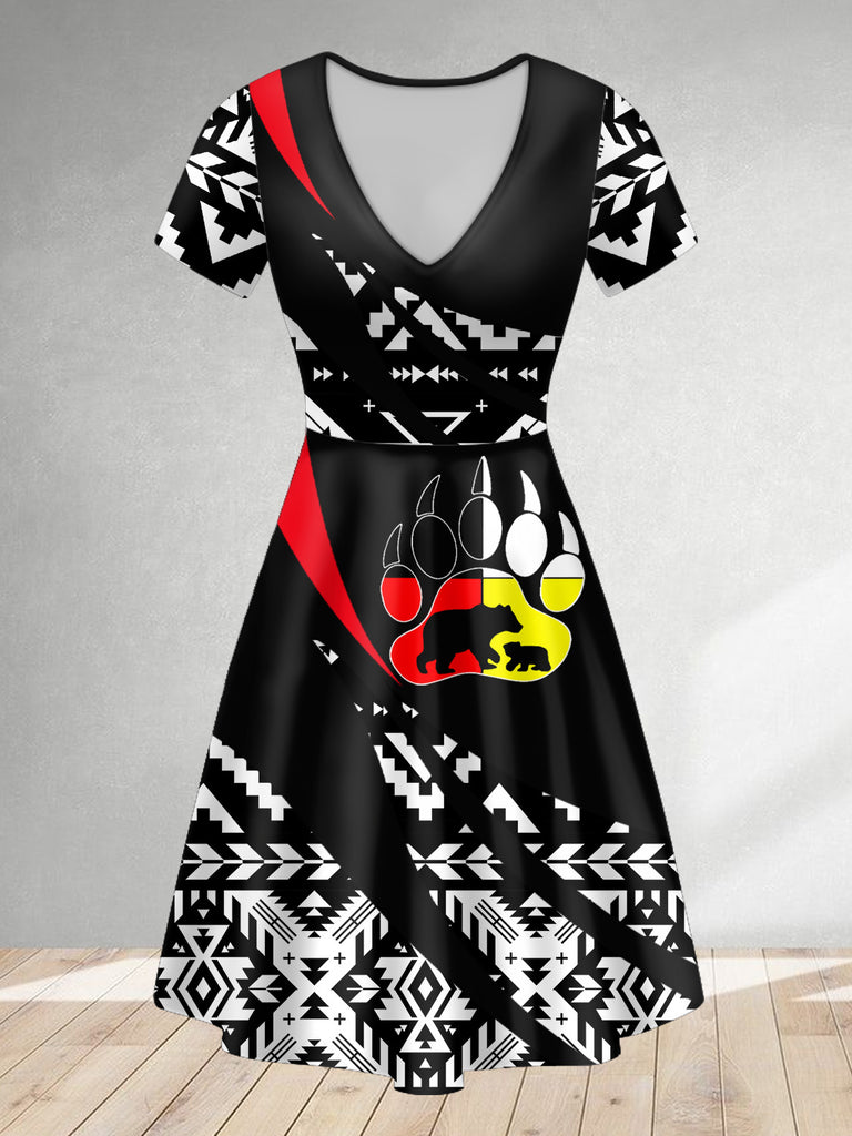 ND250217M10 Mama Bear Native American V-neck Dress