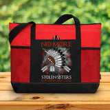 No More Stolen Sisters Our Bodies Our Land Tote Bag With Mesh Pockets