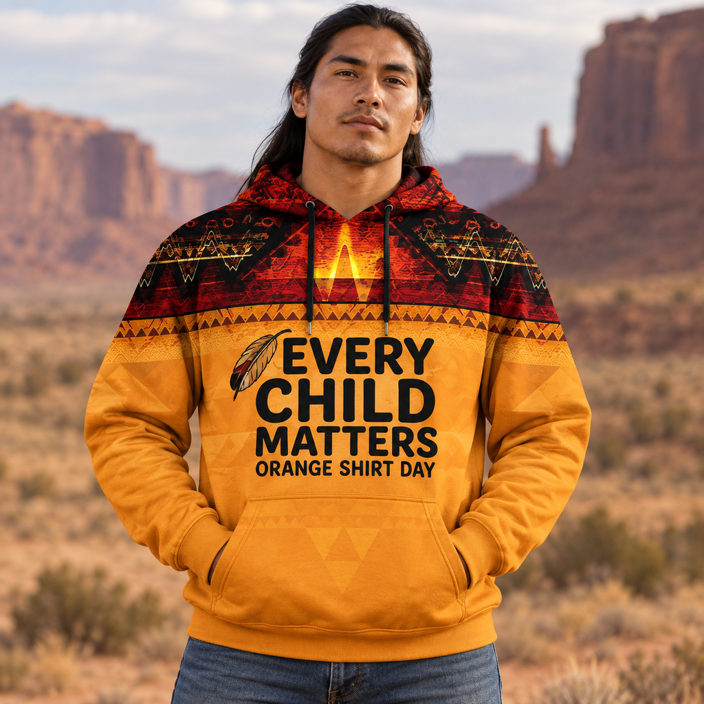 Orange Feather Child Spirit Native American-Inspired 3D Hoodie HD3dm007