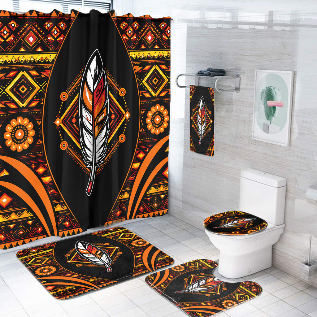 Orange Feather Pattern Native American Bathroom set DS260731M10