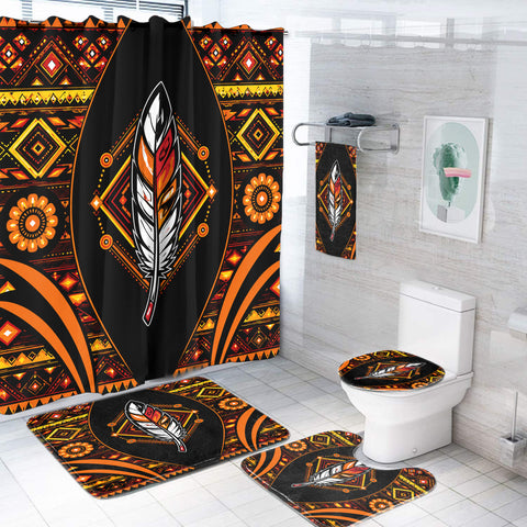 Orange Feather Pattern Native American Bathroom set DS260731M10