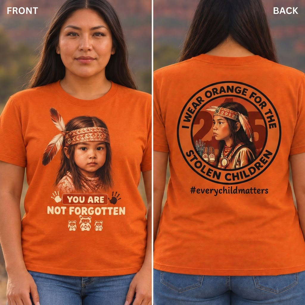 Orange Feather Native American-Inspired 2 Sided 2D T-Shirt TSm083