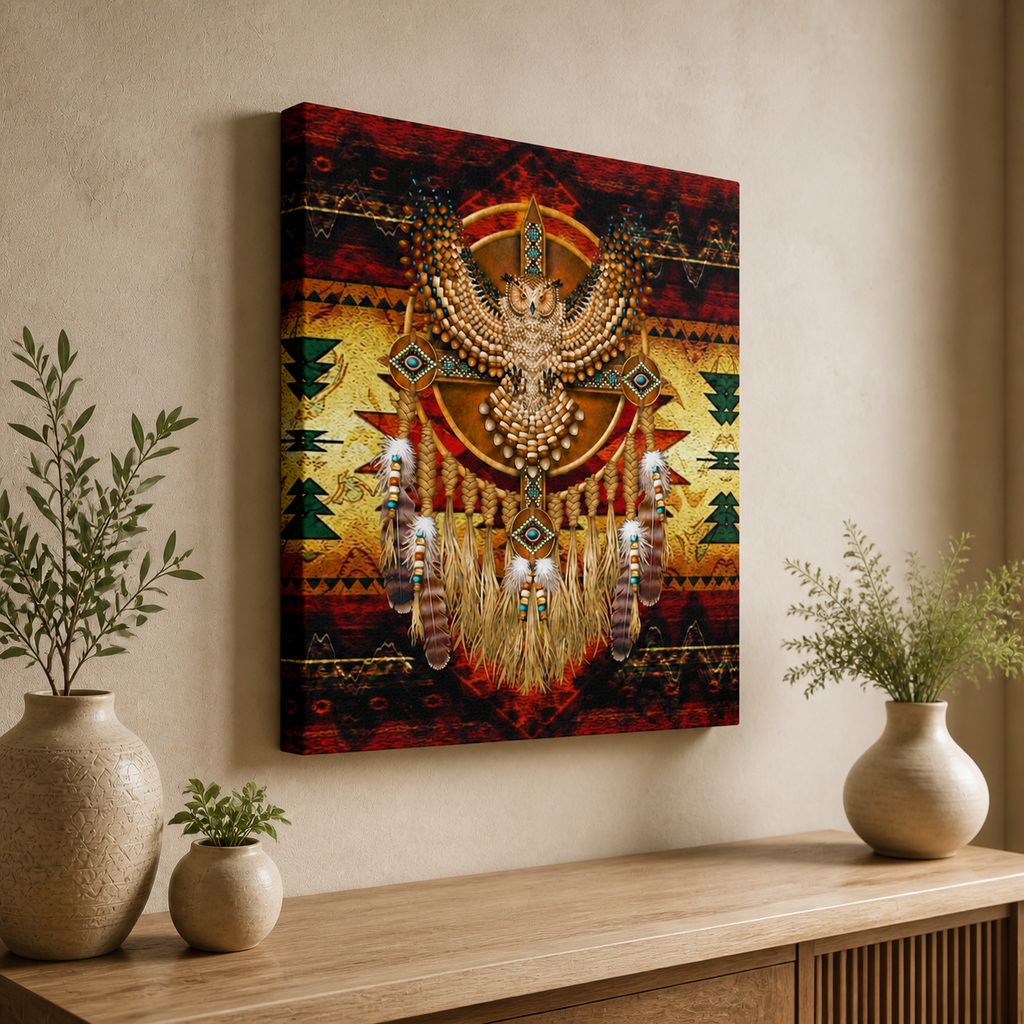 Owl Dreamcatcher Spirit Native American Canvas Wall GB-NAT00128