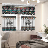 PBT-0043v2 Bison Native American Curtain Valance and Kitchen Tiers Set