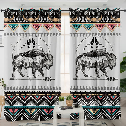 PBT-0043v2 Bison Native American Living Room Curtain